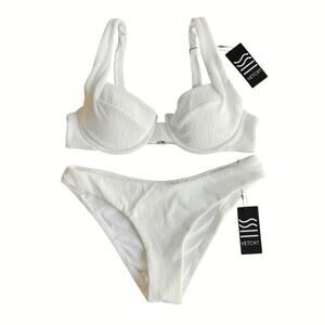 Vetchy White Ribbed Bikini Set